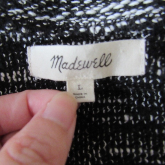 Madewell Button Shoulder Wide Sleeve Top Size Large Black Marled Crewneck - Picture 9 of 10